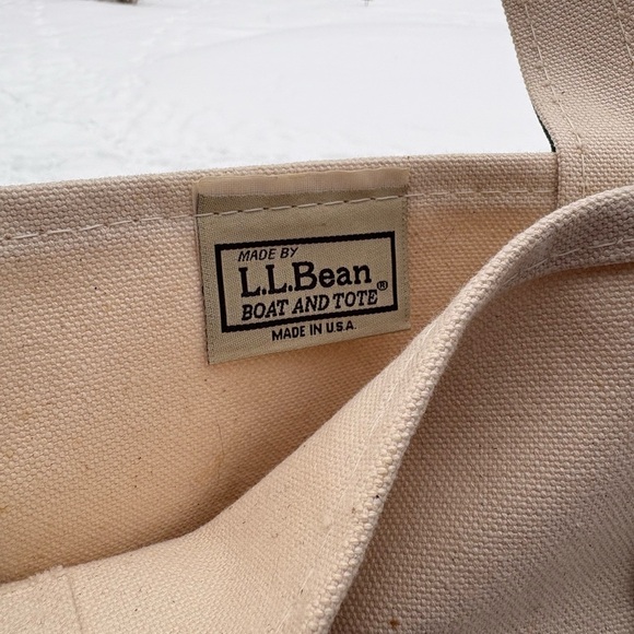 L.L. Bean Women's Canvas Boat and Tote Bag - Forest Green and Cream - Picture 4 of 6